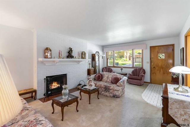 2206 N 56th St, Omaha, NE 68104 - living area with a fireplace and light carpet