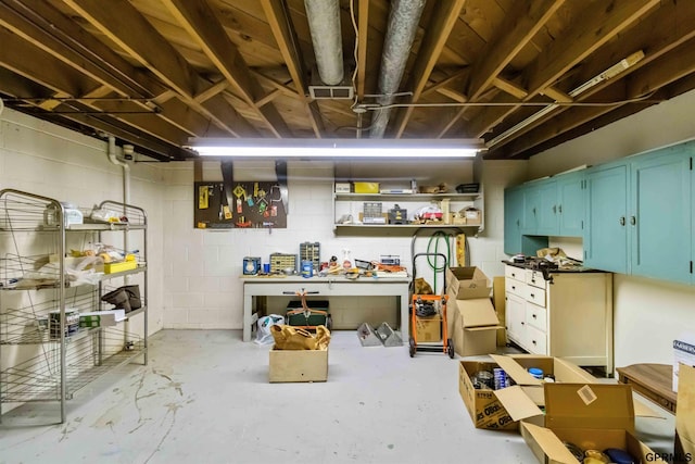 2206 N 56th St, Omaha, NE 68104 - unfinished below grade area with a workshop area and concrete block wall