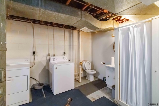 2206 N 56th St, Omaha, NE 68104 - laundry area with washer and clothes dryer and concrete block wall