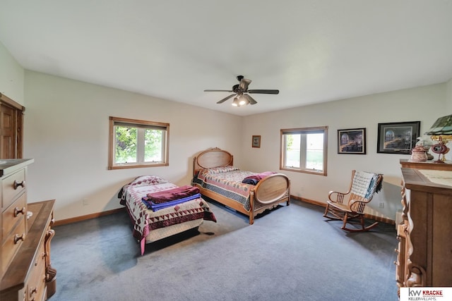 40798 US Highway 6, Cambridge, NE 69022 - carpeted bedroom featuring multiple windows, baseboards, and a ceiling fan