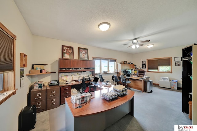40798 US Highway 6, Cambridge, NE 69022 - office with ceiling fan, light carpet, and a textured ceiling