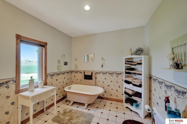 40798 US Highway 6, Cambridge, NE 69022 - bathroom with a freestanding tub, wainscoting, and recessed lighting