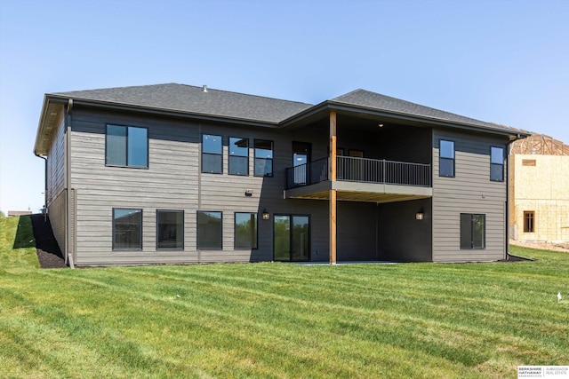 11019 N 166th St, Bennington, NE 68007 - rear view of house with a balcony and a yard