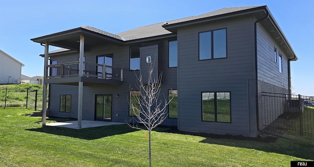 12003 S 109th St, Papillion, NE 68046 - rear view of property featuring a balcony and a patio area