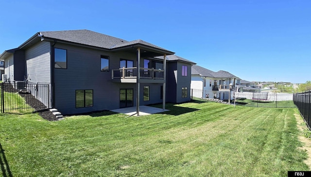 12003 S 109th St, Papillion, NE 68046 - rear view of property featuring a balcony, a patio, a residential view, and a shingled roof
