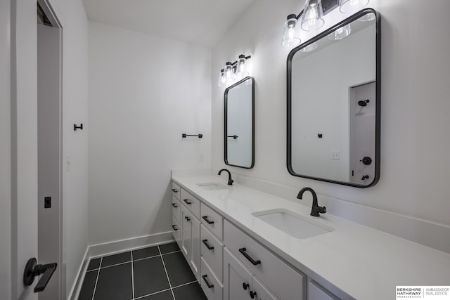 5717 S 200th Cir, Omaha, NE 68135 - bathroom with tile patterned flooring, double vanity, and baseboards