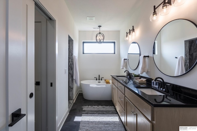 6617 S 214th St, Omaha, NE 68022 - bathroom featuring double vanity, a soaking tub, and tile patterned flooring