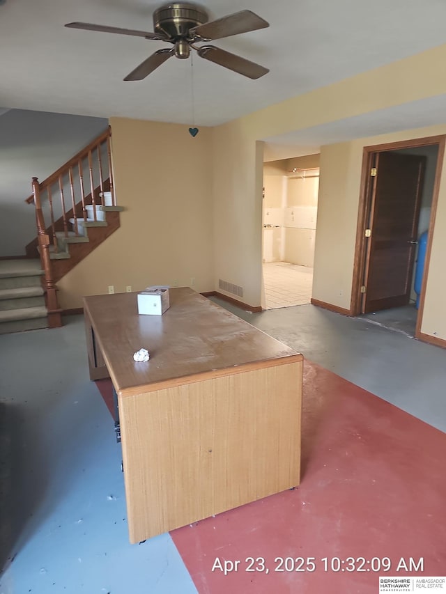 15911 S 234th St, Gretna, NE 68028 - kitchen featuring concrete floors, ceiling fan, and baseboards
