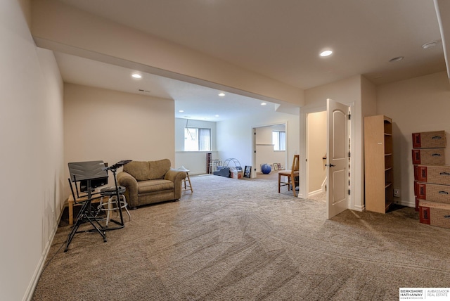 18855 Mason Plz, Omaha, NE 68022 - living area featuring carpet flooring, recessed lighting, and baseboards