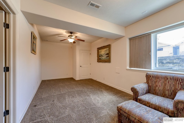 18855 Mason Plz, Omaha, NE 68022 - living area with carpet, a ceiling fan, and baseboards
