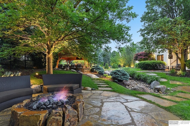 2025 S 189th Cir, Omaha, NE 68130 - view of patio with an outdoor fire pit and a gazebo
