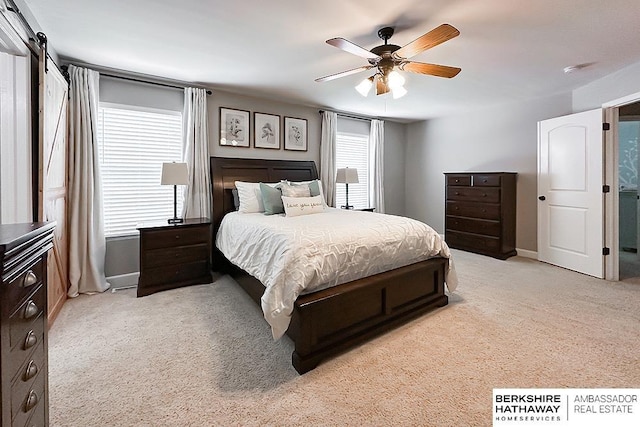 18914 C St, Omaha, NE 68130 - bedroom featuring light carpet, a ceiling fan, and baseboards