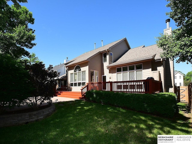 5103 N 140th St, Omaha, NE 68164 - rear view of property featuring a deck and a shingled roof