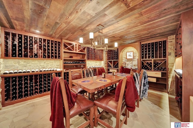 6602 Pheasant Run Pl, Lincoln, NE 68516 - wine area featuring wood ceiling