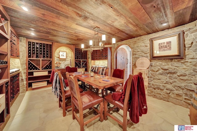 6602 Pheasant Run Pl, Lincoln, NE 68516 - dining room featuring wood ceiling and arched walkways
