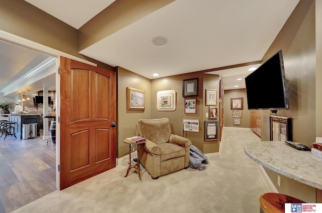 6602 Pheasant Run Pl, Lincoln, NE 68516 - living area with recessed lighting, baseboards, and light colored carpet