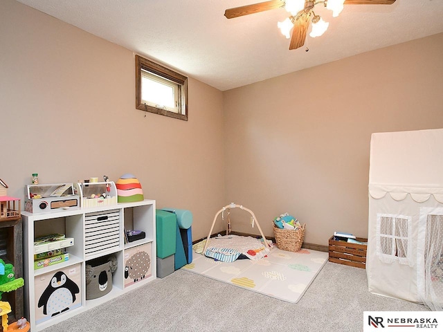4219 Browning St, Lincoln, NE 68516 - rec room featuring carpet floors and a ceiling fan