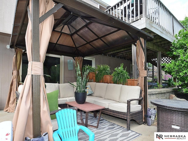 4219 Browning St, Lincoln, NE 68516 - view of patio / terrace with an outdoor hangout area and a gazebo