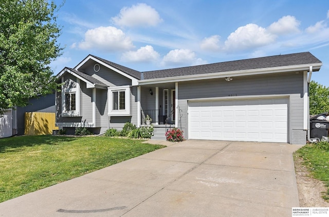 4019 N 147th St, Omaha, NE 68116 - single story home featuring a front lawn, driveway, an attached garage, and roof with shingles