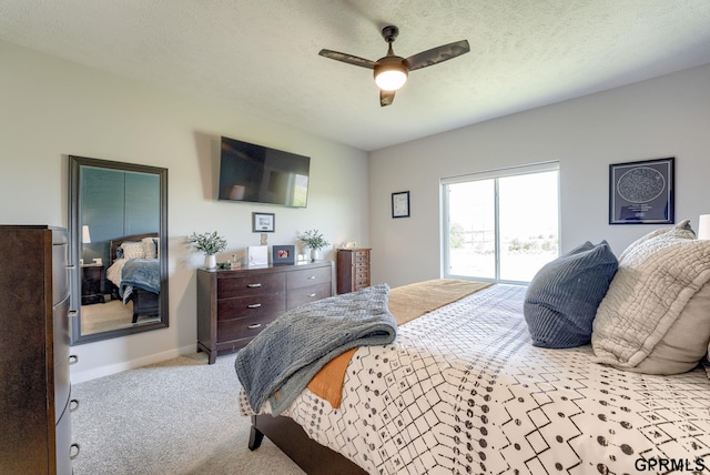 18403 Greenleaf St, Omaha, NE 68136 - bedroom with access to outside, carpet floors, ceiling fan, and a textured ceiling