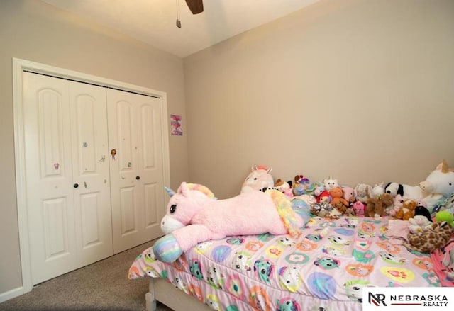 10425 S 110th St, Papillion, NE 68046 - bedroom with carpet, a closet, and ceiling fan