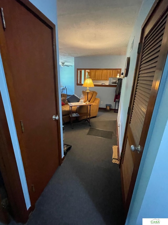 5427 W Hughes St, Lincoln, NE 68524 - hallway featuring carpet floors and a textured ceiling
