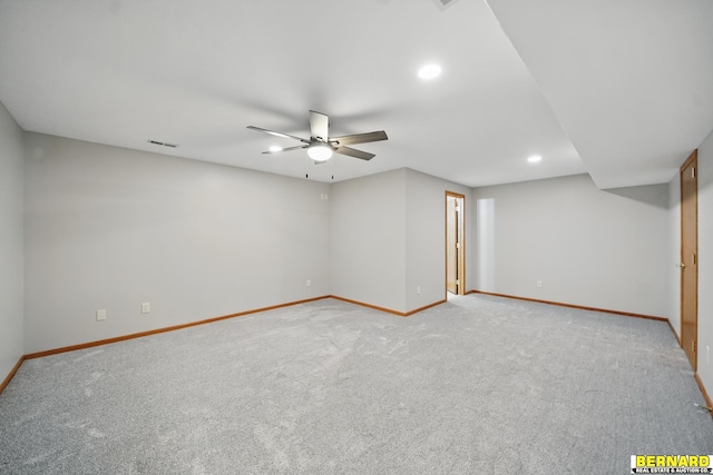 5665 I Rd, Nebraska City, NE 68410 - unfurnished room featuring light carpet, ceiling fan, baseboards, and recessed lighting
