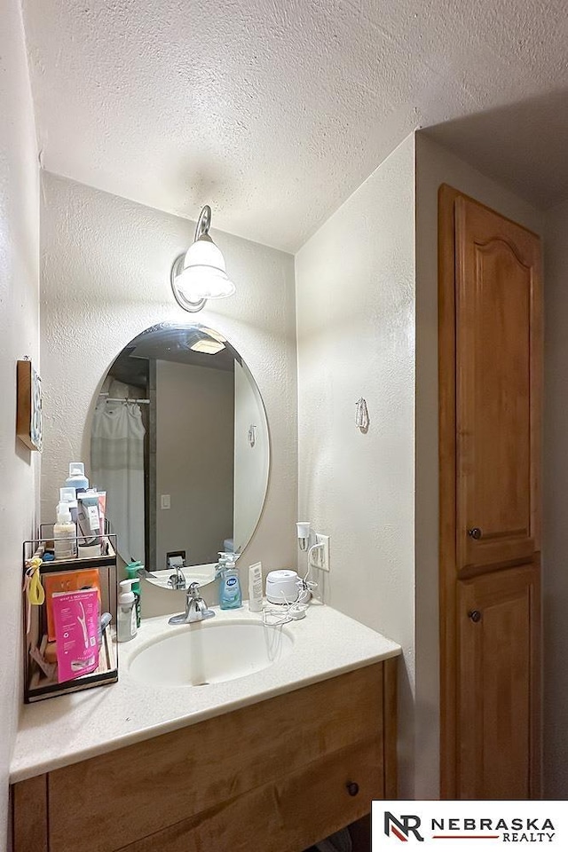 21204 Hampton Dr, Gretna, NE 68028 - bathroom featuring vanity, a textured ceiling, and a textured wall