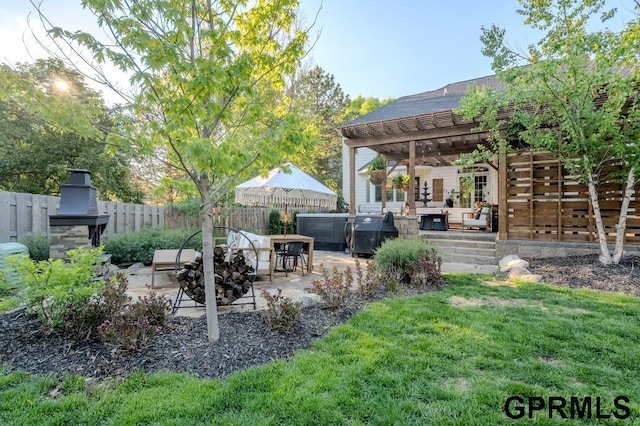 15931 Yates St, Omaha, NE 68116 - view of yard featuring a patio area, a pergola, and outdoor lounge area