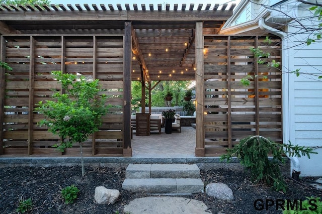 15931 Yates St, Omaha, NE 68116 - view of patio / terrace featuring stairs and a pergola