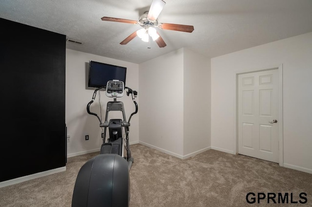 15931 Yates St, Omaha, NE 68116 - workout area with ceiling fan, carpet flooring, and baseboards