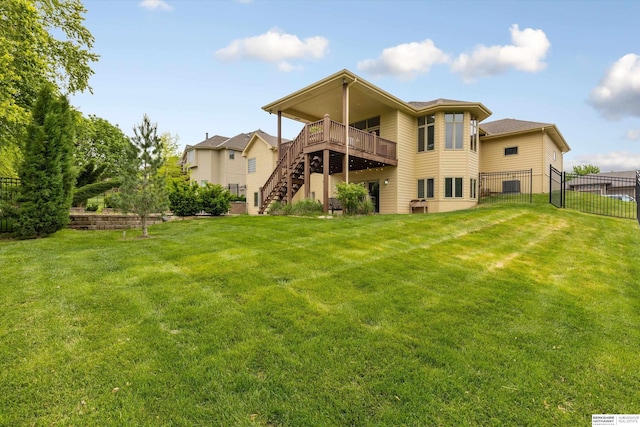 14906 Hanover St, Bennington, NE 68007 - back of house featuring stairs and a wooden deck