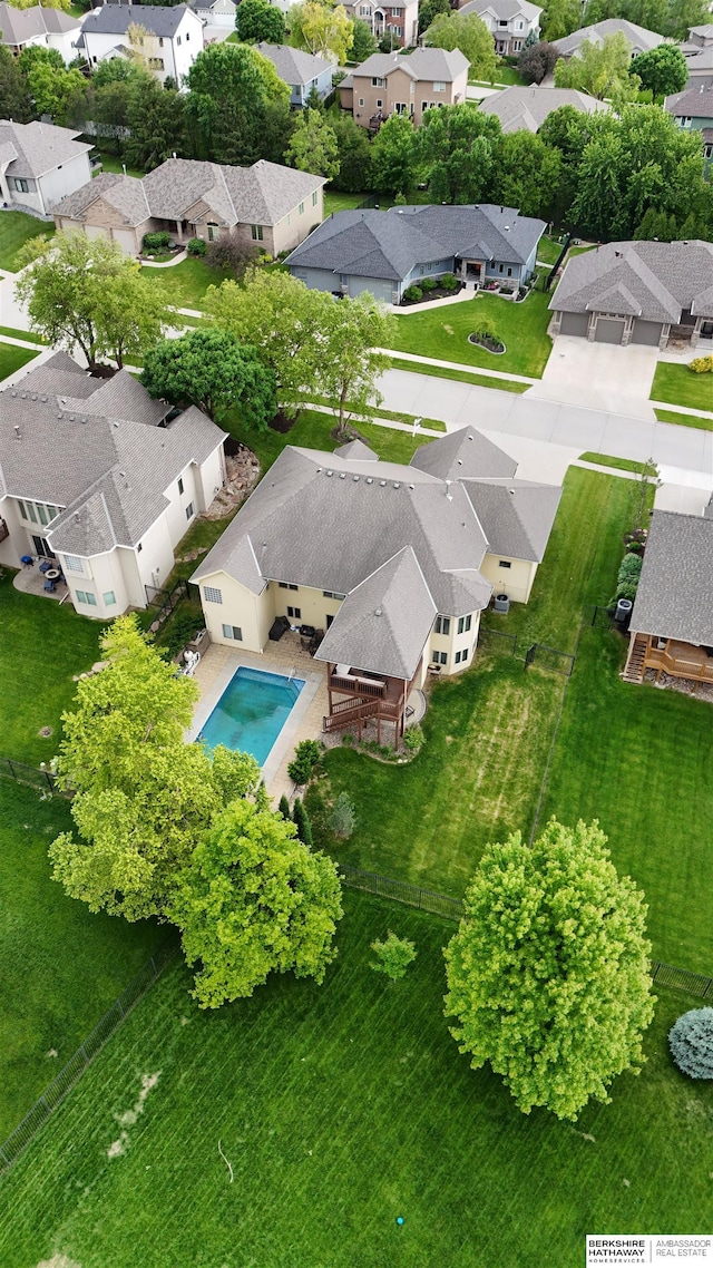 14906 Hanover St, Bennington, NE 68007 - aerial perspective of suburban area with a pool area