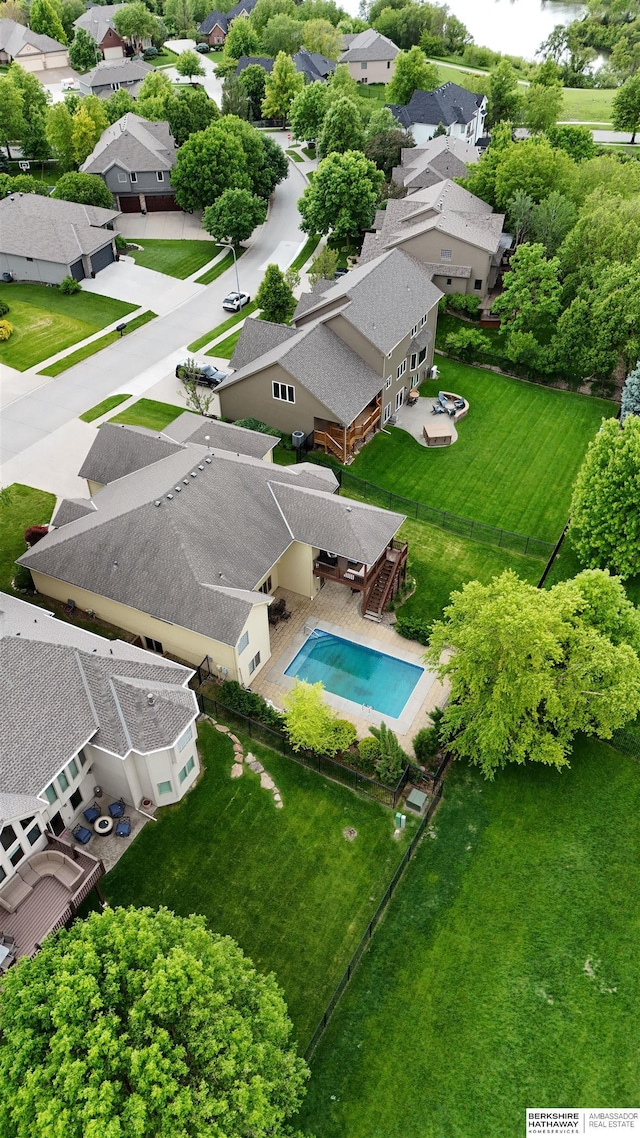 14906 Hanover St, Bennington, NE 68007 - aerial perspective of suburban area featuring a pool area