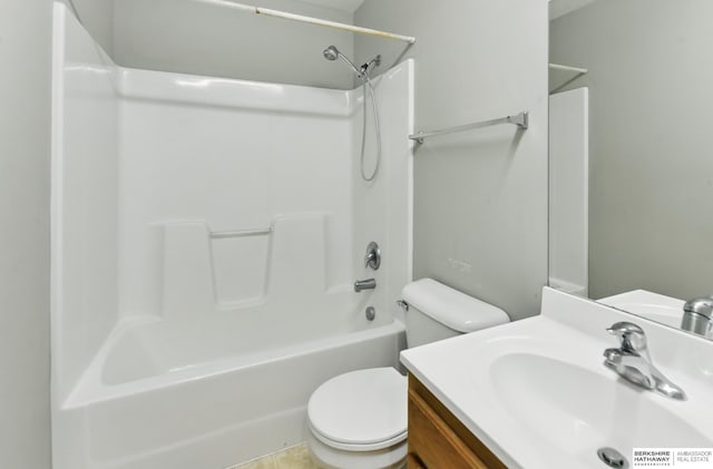 1502 Florence Blvd, Omaha, NE 68110 - bathroom with vanity, toilet, and shower / washtub combination