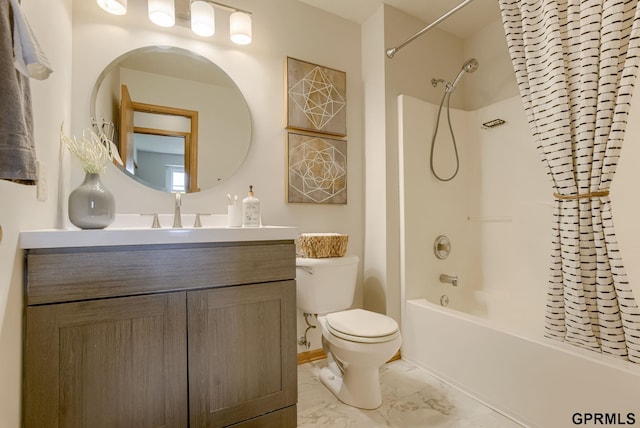 15614 Redwood St, Omaha, NE 68136 - full bathroom with marble look tiles, toilet, vanity, and tub / shower combination