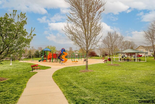 15614 Redwood St, Omaha, NE 68136 - community play area featuring a gazebo and a lawn