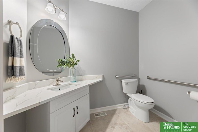 16831 Chandler St, Omaha, NE 68136 - half bathroom with toilet, vanity, tile patterned flooring, and baseboards