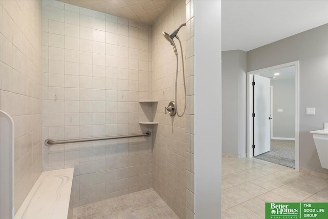 16831 Chandler St, Omaha, NE 68136 - full bathroom with tiled shower, tile patterned floors, and recessed lighting