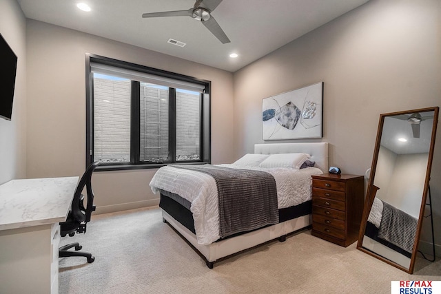 1520 S 218th St, Elkhorn, NE 68022 - bedroom with light colored carpet, ceiling fan, and recessed lighting