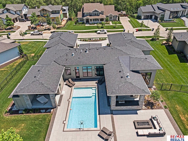 1520 S 218th St, Elkhorn, NE 68022 - aerial view of residential area featuring a pool area
