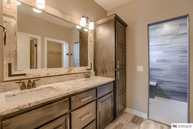 11051 Edgewater Dr, Papillion, NE 68046 - bathroom with double vanity, baseboards, and a spacious closet