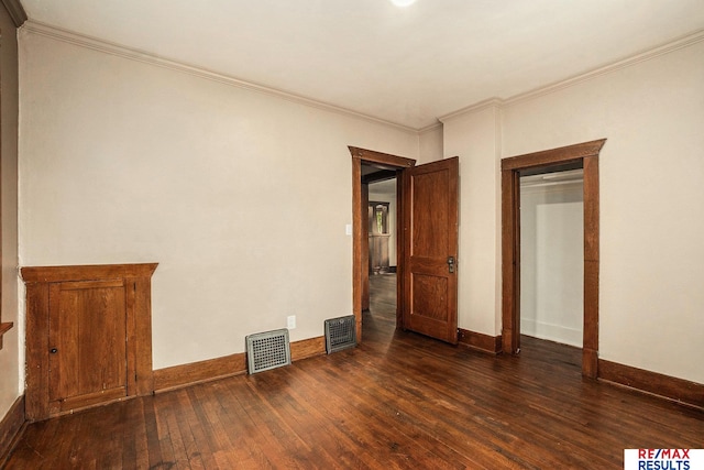 4709 Cuming St, Omaha, NE 68132 - empty room with dark wood-style flooring, baseboards, and ornamental molding