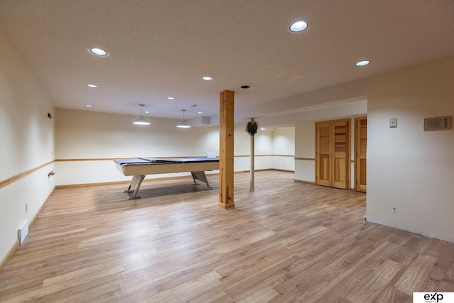 12212 Leavenworth Rd, Omaha, NE 68154 - recreation room with recessed lighting, light wood-style floors, pool table, and baseboards