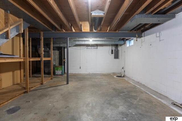 12212 Leavenworth Rd, Omaha, NE 68154 - below grade area featuring electric panel and concrete block wall