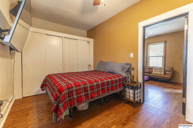 3359 N 41st St, Omaha, NE 68111 - bedroom featuring wood finished floors, a closet, and ceiling fan