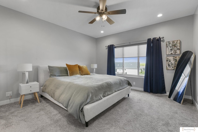 3310 N 92nd St, Lincoln, NE 68507 - bedroom featuring baseboards, carpet floors, recessed lighting, and a ceiling fan