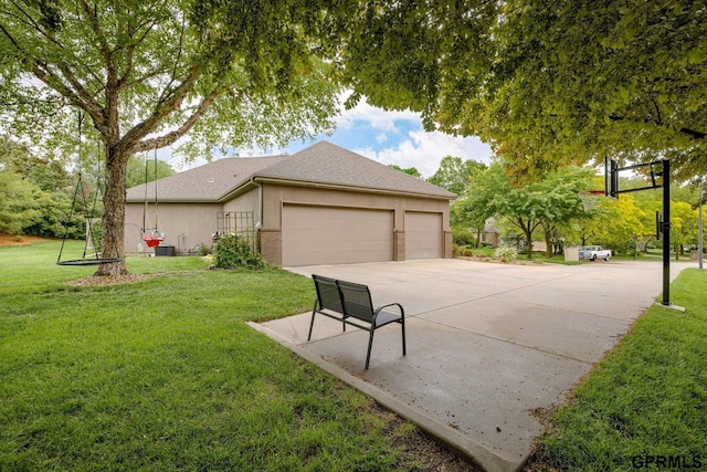 6500 Pheasant Run Ct, Lincoln, NE 68516 - view of home's exterior featuring a yard, stucco siding, and a shingled roof