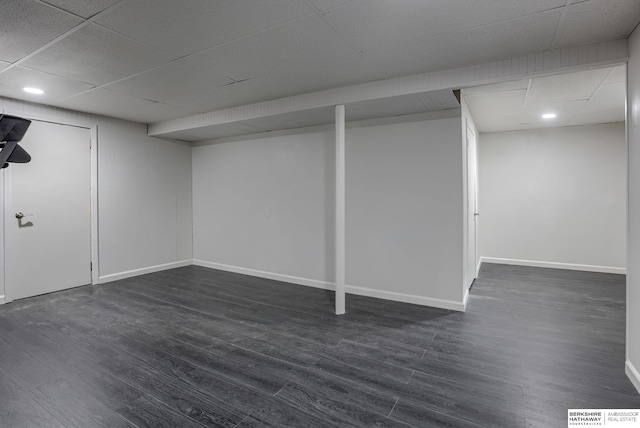 3121 State St, Omaha, NE 68112 - finished basement featuring baseboards, dark wood-type flooring, and recessed lighting