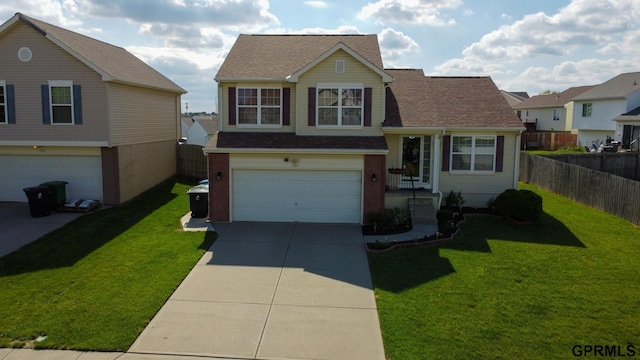 7014 N 89th St, Omaha, NE 68122 - split level home featuring a garage, driveway, roof with shingles, and brick siding
